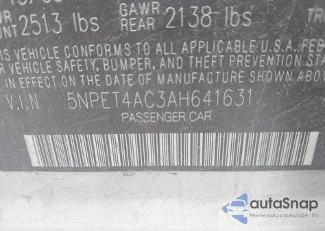 2010 Hyundai Sonata Gls из США, поврежденный, VIN 5NPET4AC3AH641631